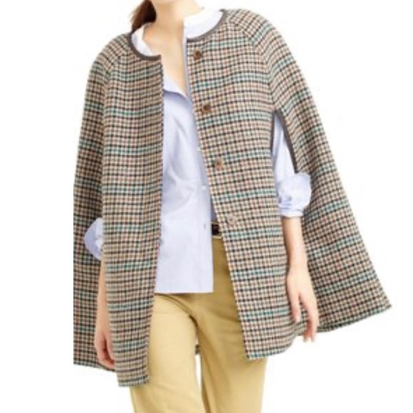 J Crew Saddle Seagrass Multi in Houndstooth Poncho/Cape - Picture 4 of 15